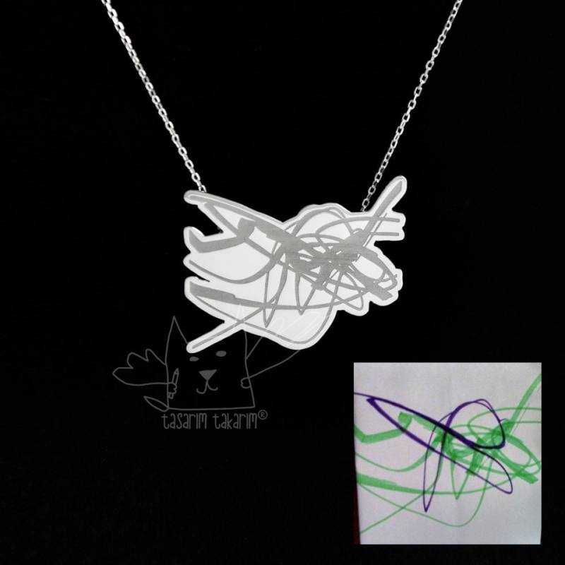 Personalisierte Silberketten Nach Den Zeichnungen Ihrer Kinder von TasarimTakarim