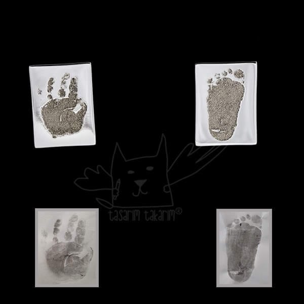 Personalisierte Manschettenknöpfe Silber Von Die Zeichnungen Ihres Kindes, Geschenk Für Ihn, Handabdruck Schmuck, Fuß Abdruck Einzelstück von TasarimTakarim