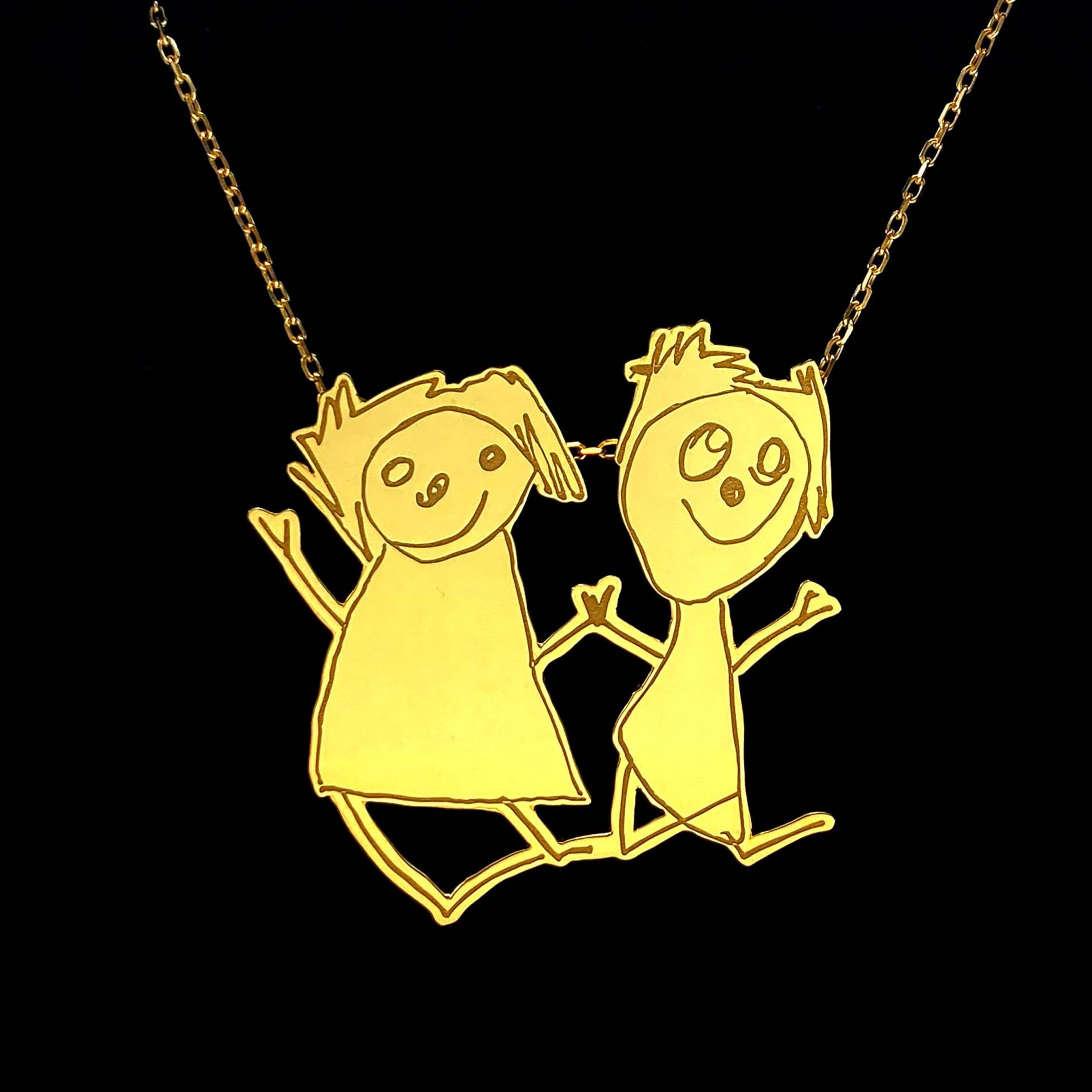 Personalisierter Schmuck, Maßgefertigte Kinderzeichnung Silber Halsketten, Kinderzeichnungen, Kinder, Personalisiertes Geschenk, Geschenk Für Sie von TasarimTakarim