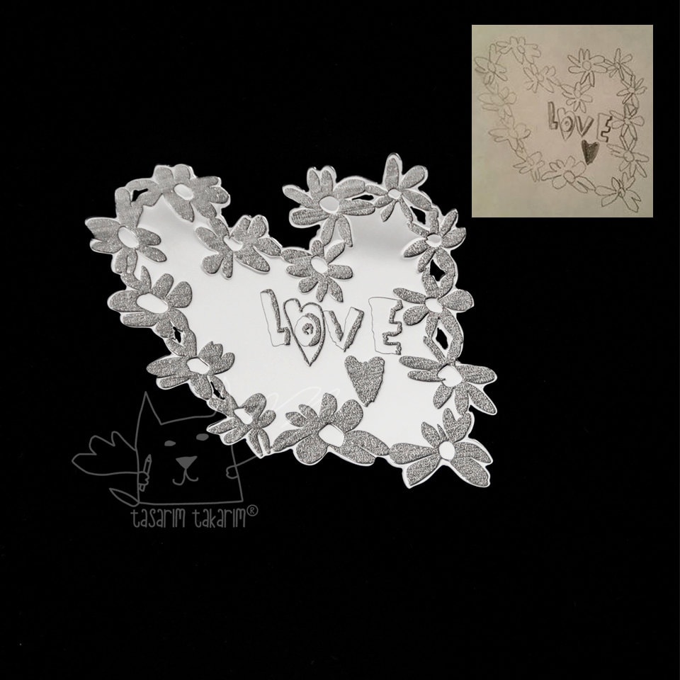 Personalisierter Schmuck, Maßgefertigte Sterlingsilberbroschen Aus Den Zeichnungen Ihrer Kinder, Perfektes Geschenk, Personalisierte Broschen von TasarimTakarim