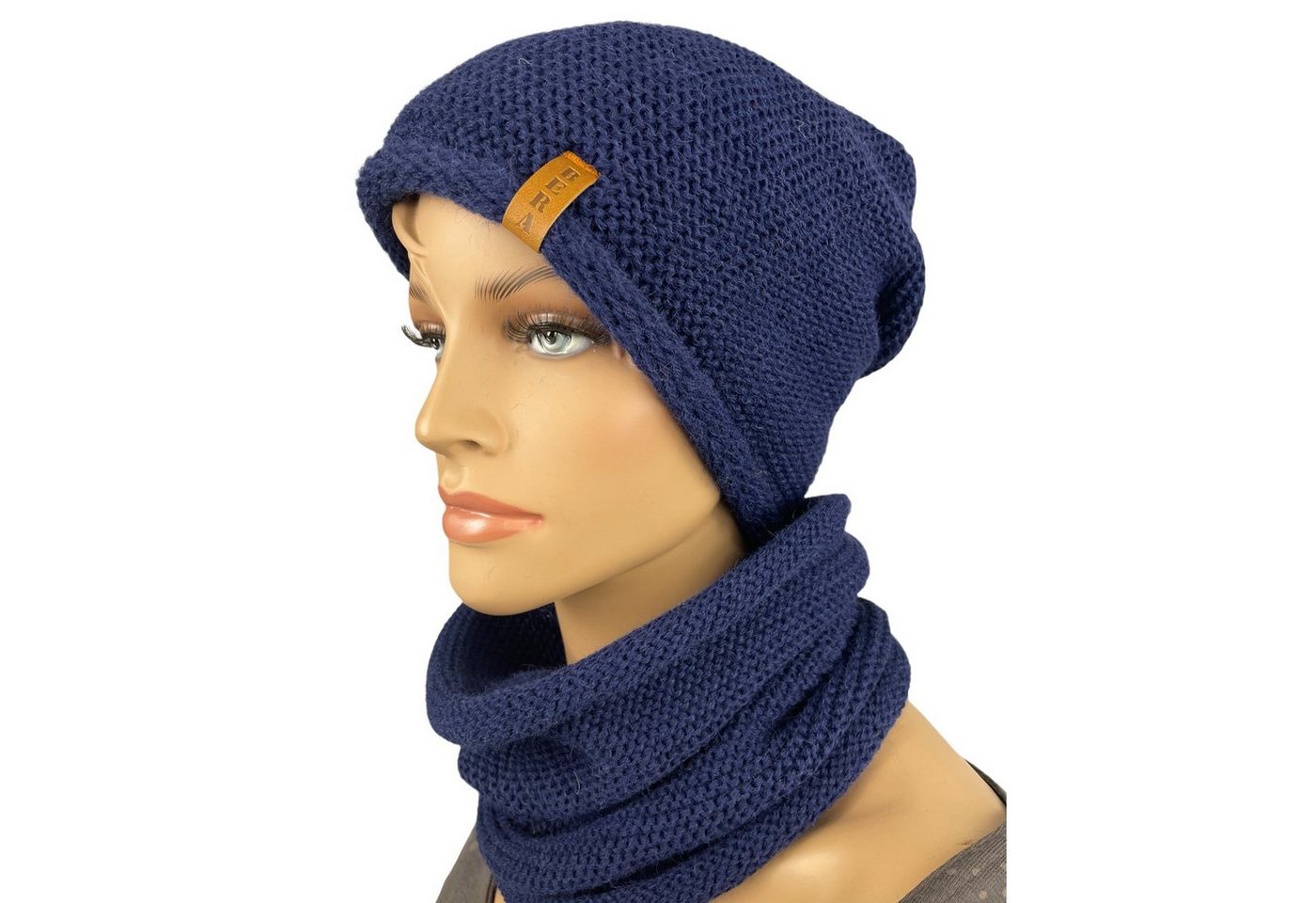 Taschen4life Beanie Mütze & Schal - N-Set unisex (2 teilig, Long-Beanie & Loop-Schal) für Damen und Herren, Strick uni einfarbig, klassisch modischer Stil von Taschen4life