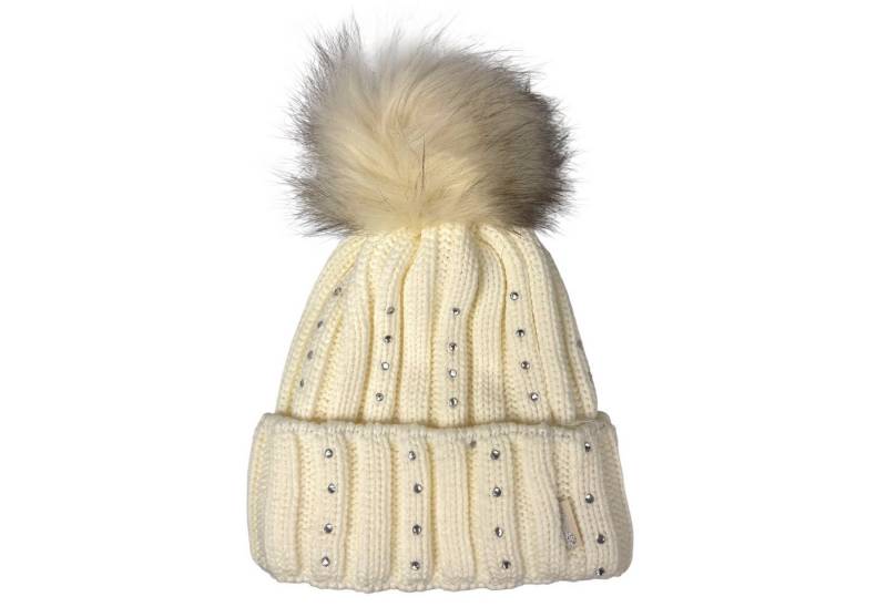 Taschen4life Bommelmütze Damen & Mädchen Mütze mit großem Bommel Glitzer - Strasssteinchen, modern von Taschen4life