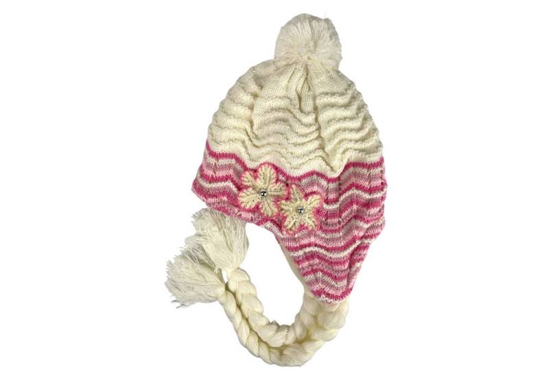 Taschen4life Bommelmütze Kinder Mädchen Mütze KM1 mit Bommel, zum binden, Innenfutter, Ohrenschutz, Strickmütze von Taschen4life