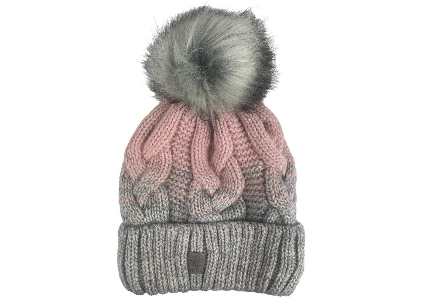 Taschen4life Bommelmütze Mütze mit großem Bommel AZ2342PC (unisex) Strickmütze im Grobstrick mit Zopfmuster, warm gefüttert von Taschen4life