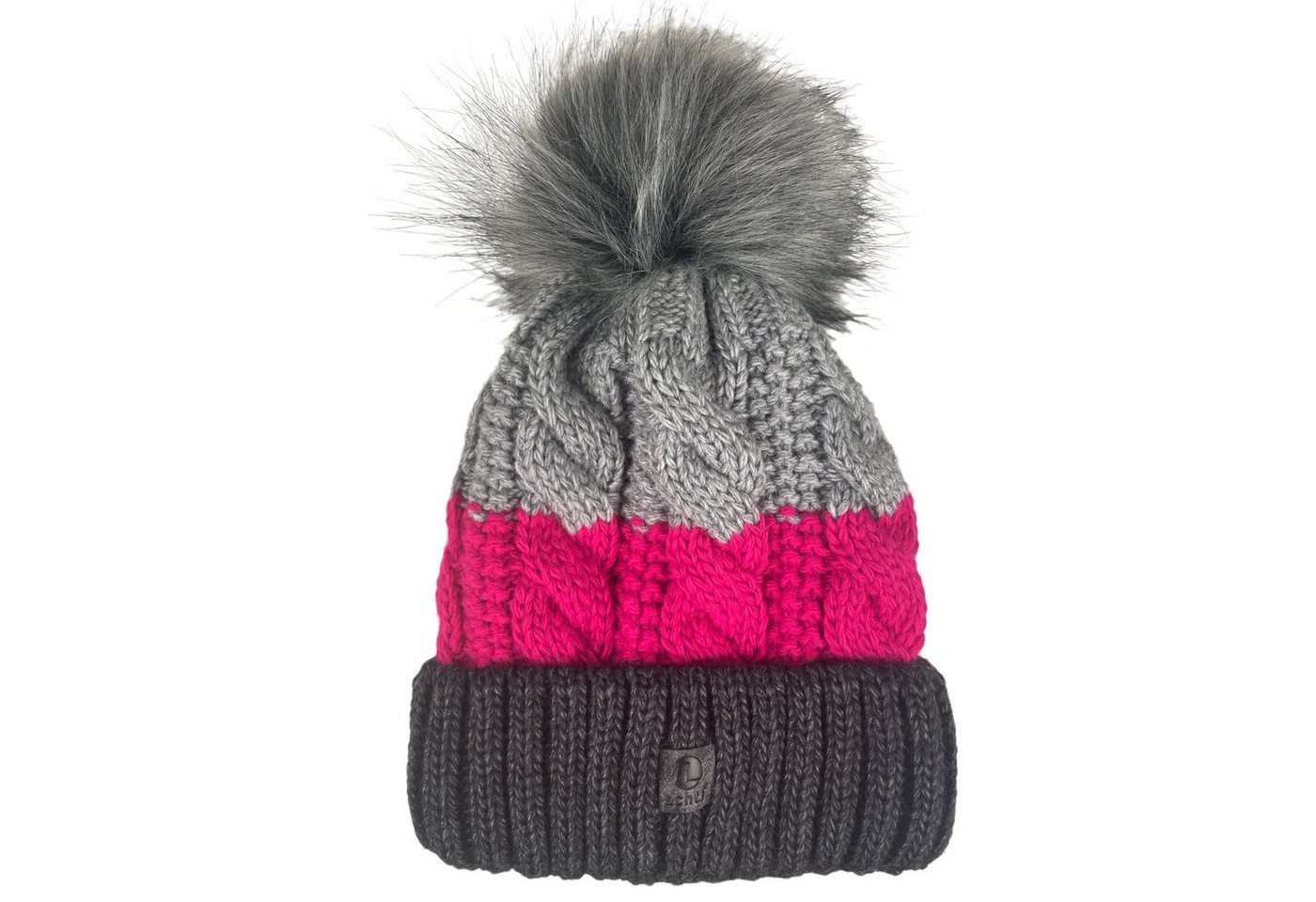 Taschen4life Bommelmütze Mütze mit großem Bommel AZ2342PC (unisex) Strickmütze im Grobstrick mit Zopfmuster, warm gefüttert von Taschen4life