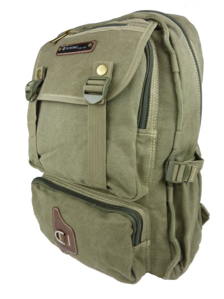 Taschen4life Freizeitrucksack Trekking Canvas Rucksack, T115, Militär Stil, Damen und Herren Segeltuch Stoffrucksack von Taschen4life