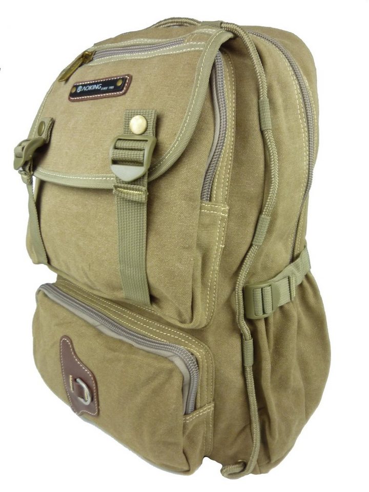 Taschen4life Freizeitrucksack Trekking Canvas Rucksack, T115, Militär Stil, Damen und Herren Segeltuch Stoffrucksack von Taschen4life