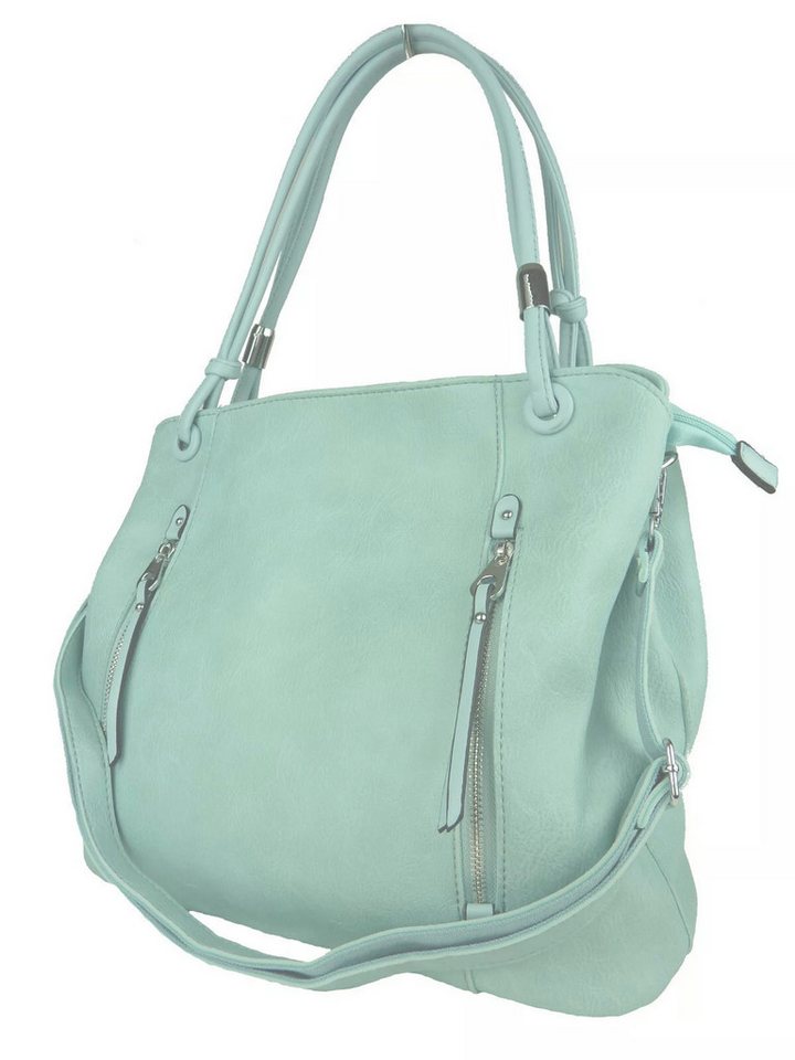 Taschen4life Handtasche Damen Schultertasche 4177-BB, geräumiges Hauptfach, mehrere kleine Fächer, Pastell-Farben von Taschen4life