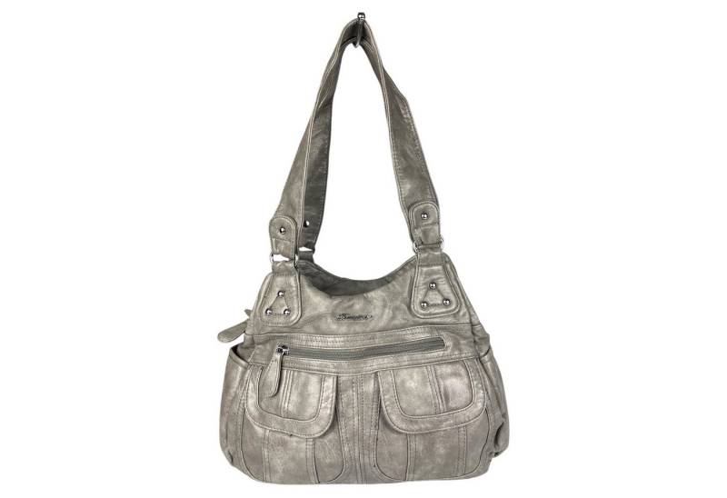 Taschen4life Schultertasche Damen Handtasche, Schultertasche AK22134, 2x Hauptfach, abnehmbarer Trageriemen, Innen- und Außenfächer von Taschen4life