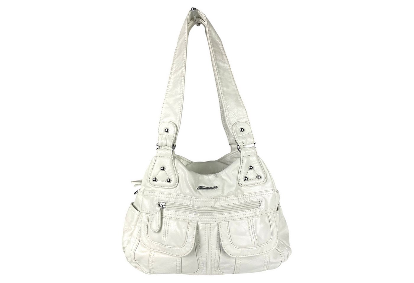 Taschen4life Schultertasche Damen Handtasche, Schultertasche AK22134, 2x Hauptfach, abnehmbarer Trageriemen, Innen- und Außenfächer von Taschen4life