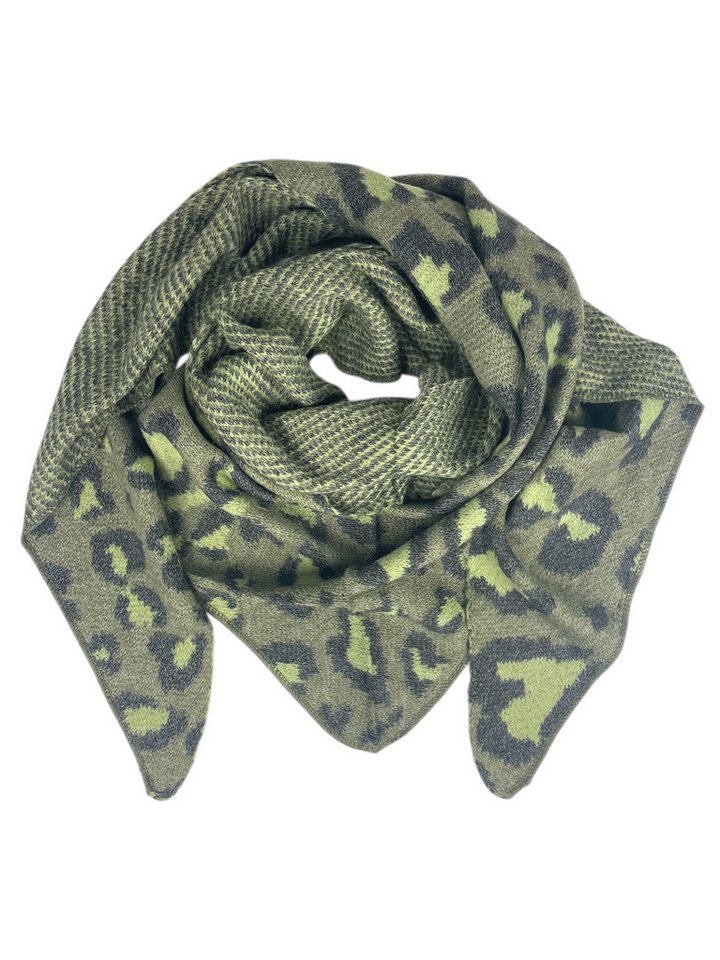 Taschen4life XXL-Schal Dreiecksschal SW175 Leopard & Herz Muster, groß, kuschelweich, Feinstrickschal von Taschen4life