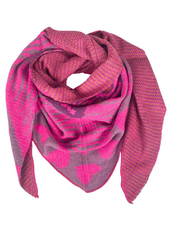 Taschen4life XXL-Schal Dreiecksschal SW175 Leopard & Herz Muster, groß, kuschelweich, Feinstrickschal von Taschen4life