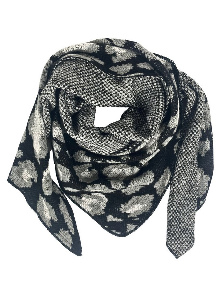 Taschen4life XXL-Schal Dreiecksschal SW175 Leopard & Herz Muster, groß, kuschelweich, Feinstrickschal von Taschen4life