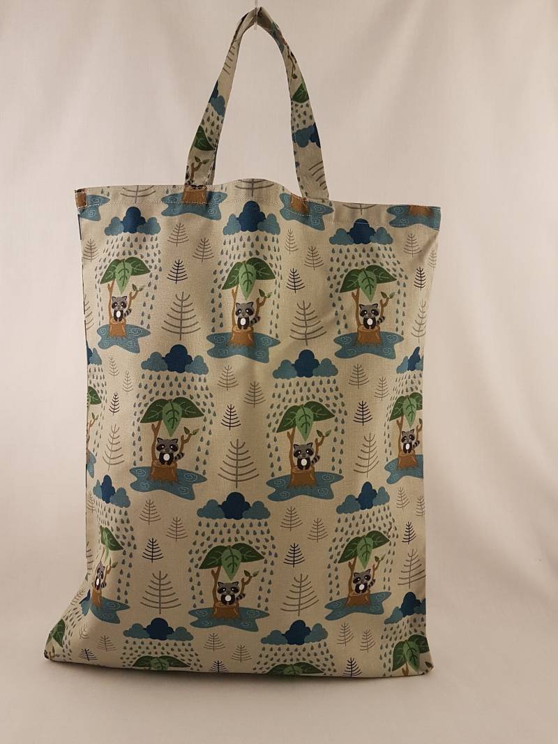 Stoffbeutel „Waschbär" - Extra Große Stofftasche | 41 X 33 cm von Taschenlaedchen