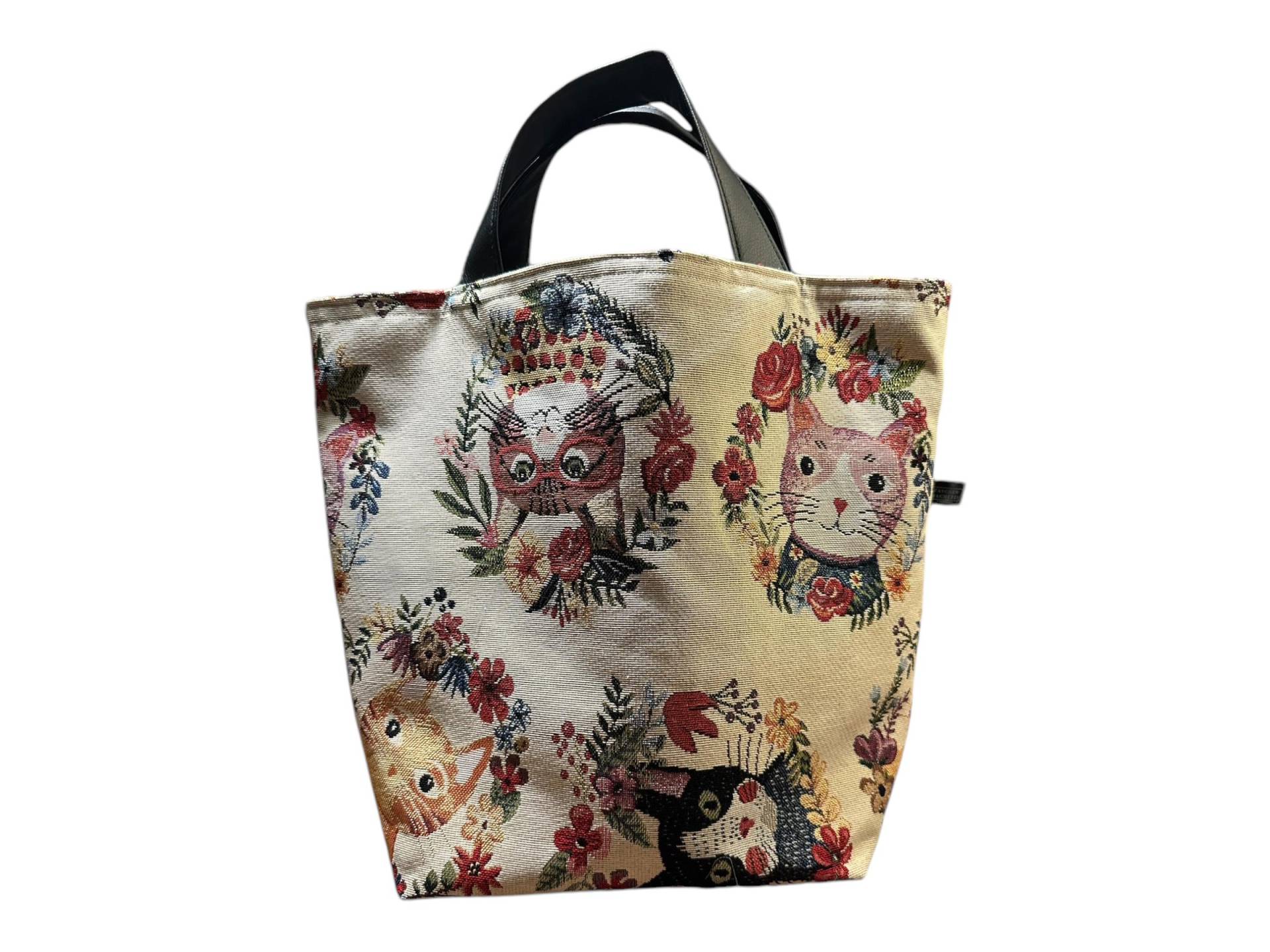 Handtasche Henkeltasche Tasche Laptoptasche Einkaufstasche Gobelintasche Gobelin Katze Katzen Handmade Geschenk Businesstasche Handgemacht von TaschenmachereiAJ
