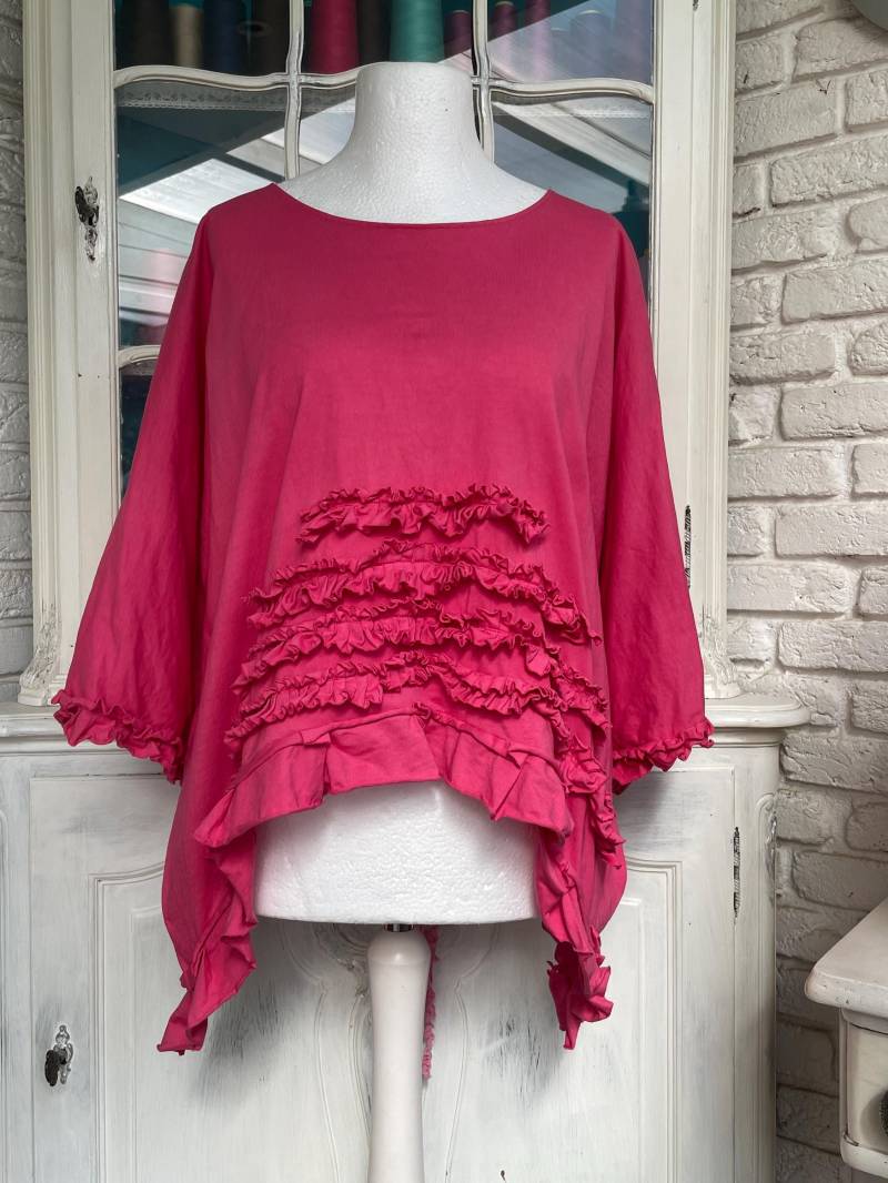 Reserviert Bluse Baumwollbluse Bohobluse Oversized Lagenlook Taschenwerk Einheitsgröße 34 Bis 46 Hellrot von TaschenwerkCS