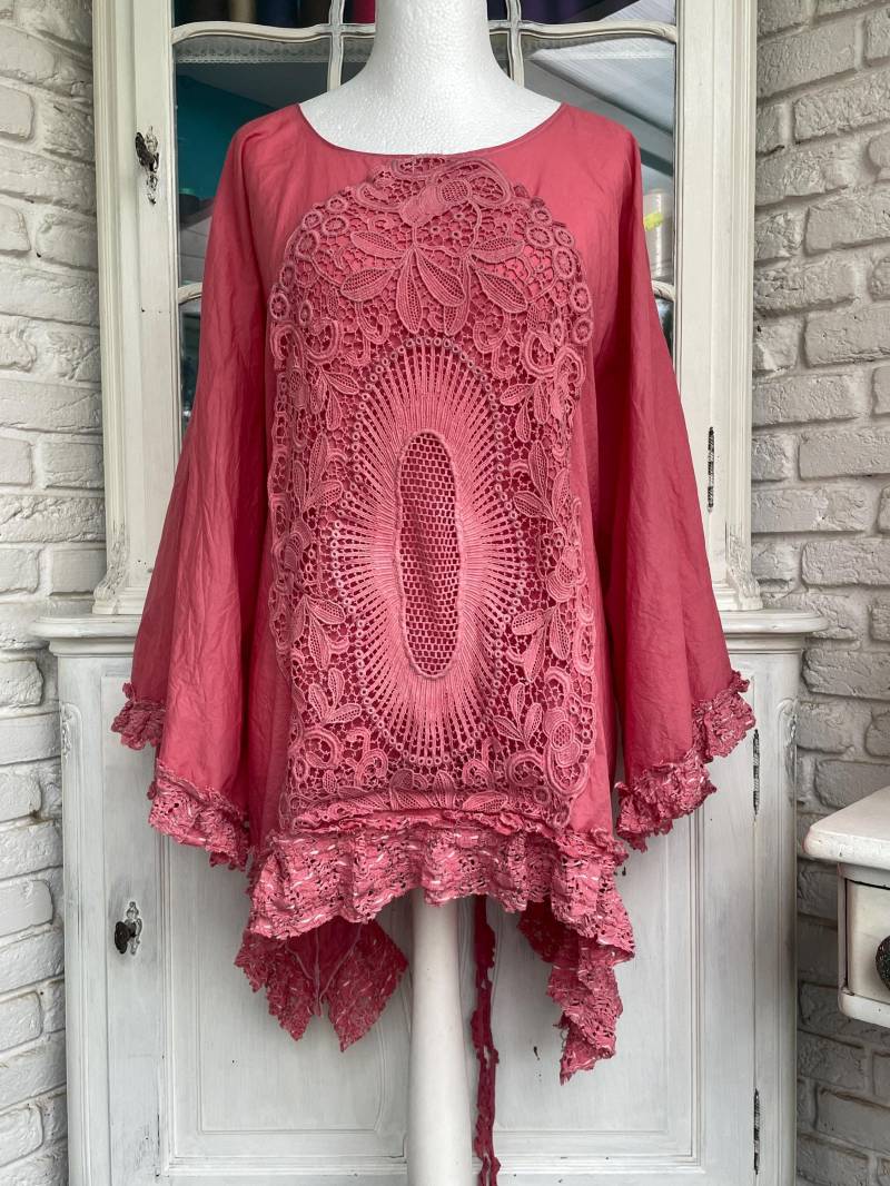 Bluse Baumwollbluse Bohobluse Oversized Lagenlook Taschenwerk Einheitsgröße 38 Bis 50 Longbluse von TaschenwerkCS