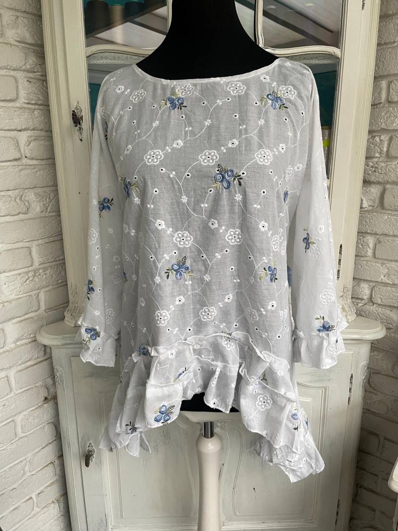 Bluse Baumwollbluse Mit Stickerei Oversized Lagenlook Taschenwerk von TaschenwerkCS