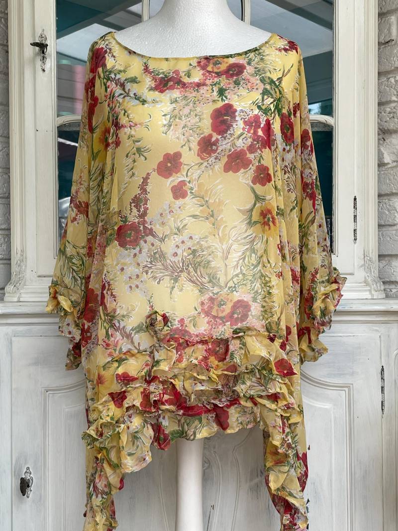 Bluse Longbluse Chiffonbluse Bohobluse Oversized Lagenlook Taschenwerk Einheitsgröße 38 Bis 50 von TaschenwerkCS