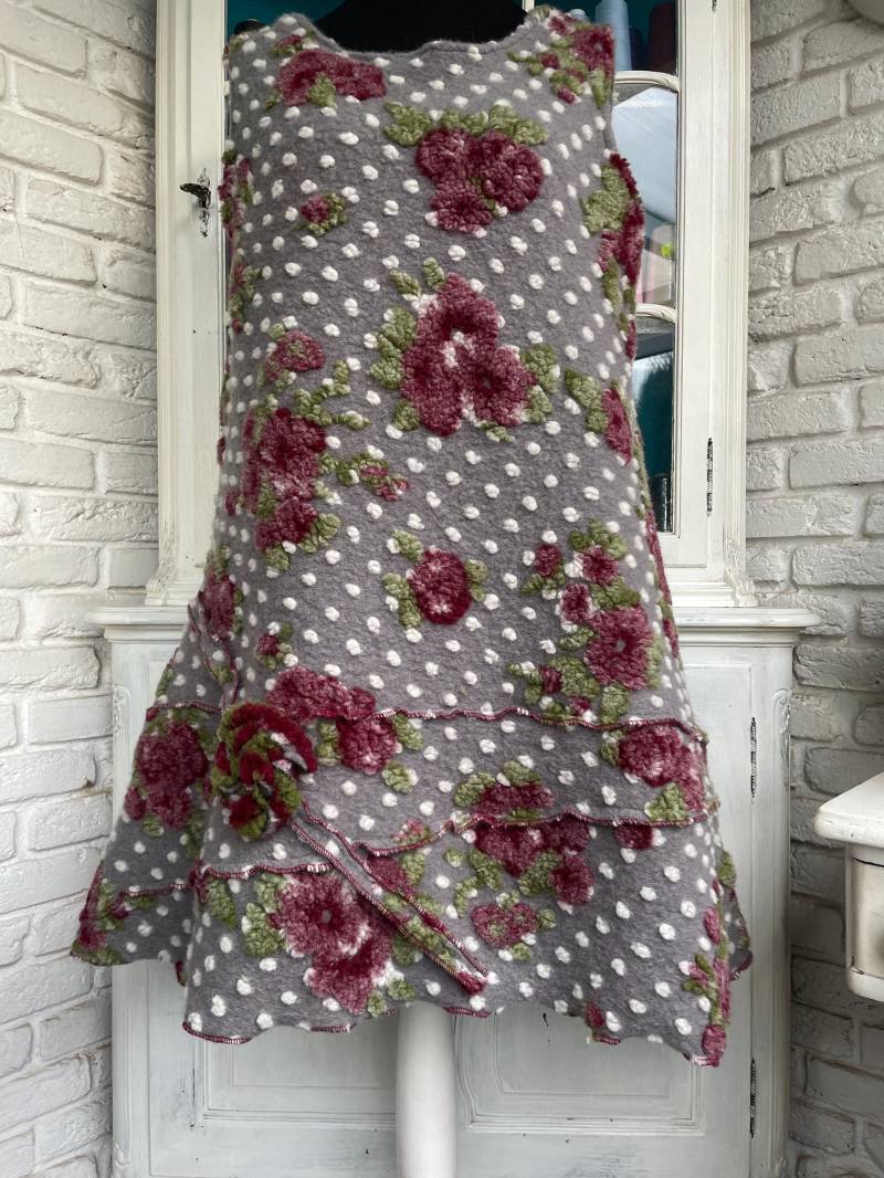 Kleid Aus Wollwalk Musterwalk Grau Größe 42 44 46 Neu von TaschenwerkCS