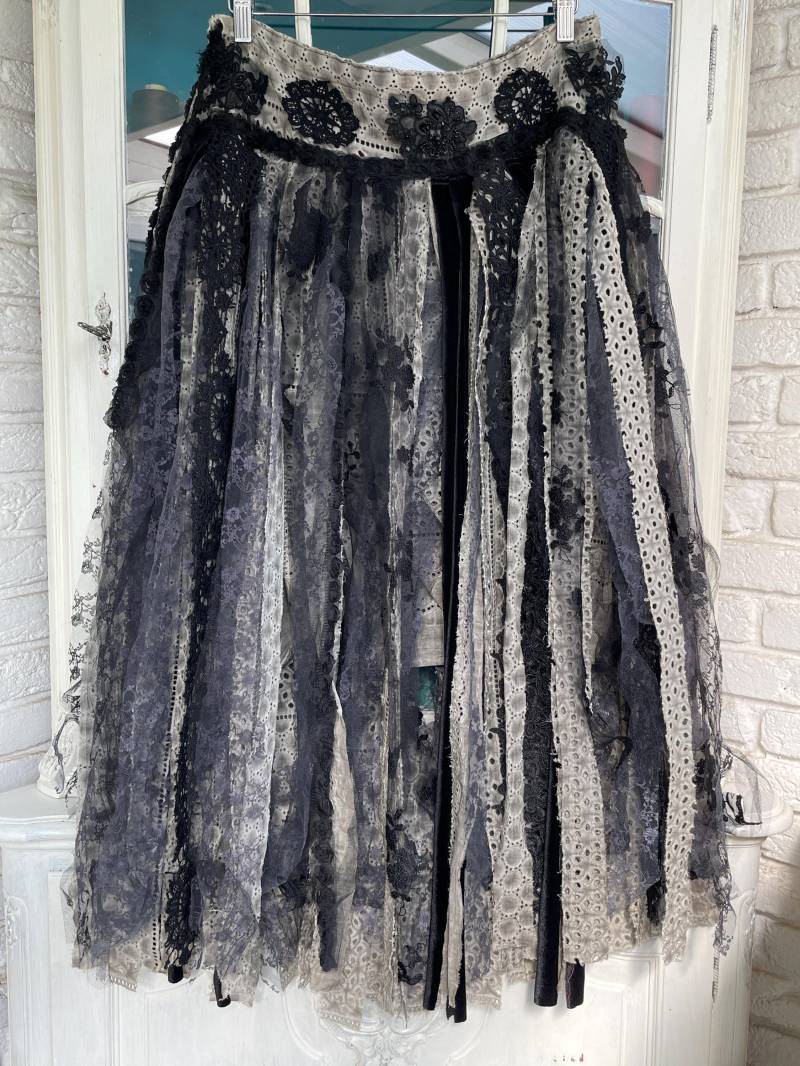 Maxirock Fetzenrock Elfenrock Festivalrock in Schwarz Einheitsgröße 34 Bis 40 von TaschenwerkCS