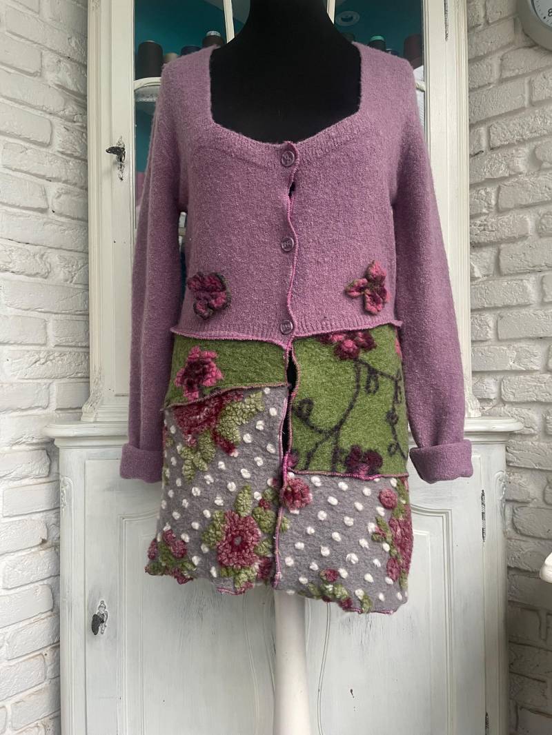 Taschenwerk Jacke Strickjacke Patchwork Größe 34 Bis 38 von TaschenwerkCS