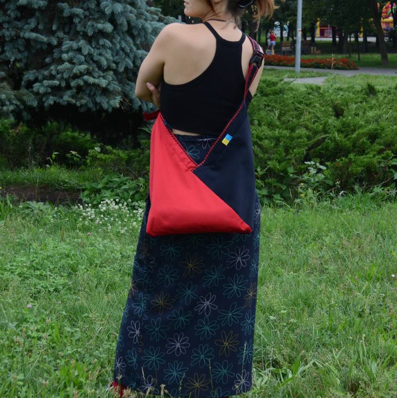 Canvas Cross Body Bag Handgefertigte Schultertasche Für Einkaufstasche Und Dokumente Gesticktes Muster Сanvas Tote Bag von TashkaUkraine