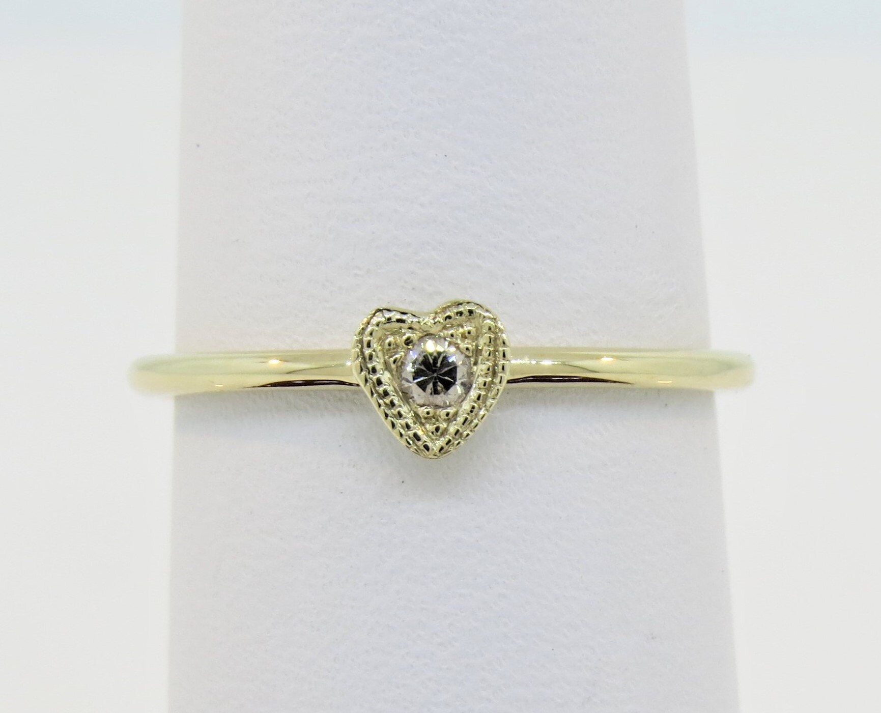 14K Gelbgold 0, 05Ct Diamant Herzförmiger Ring Liebesring Versprechensring Stapelbarer Milgrainring Zierlicher Geschenk Für Sie Valentine 14K Gelbgold 0, 05Ct Diamant Herzförmiger Ring Liebesring Versprechensring Stapelbarer Milgrainring Zierlicher Geschenk Für Sie Valentine von Tasiyanjewelrydesign