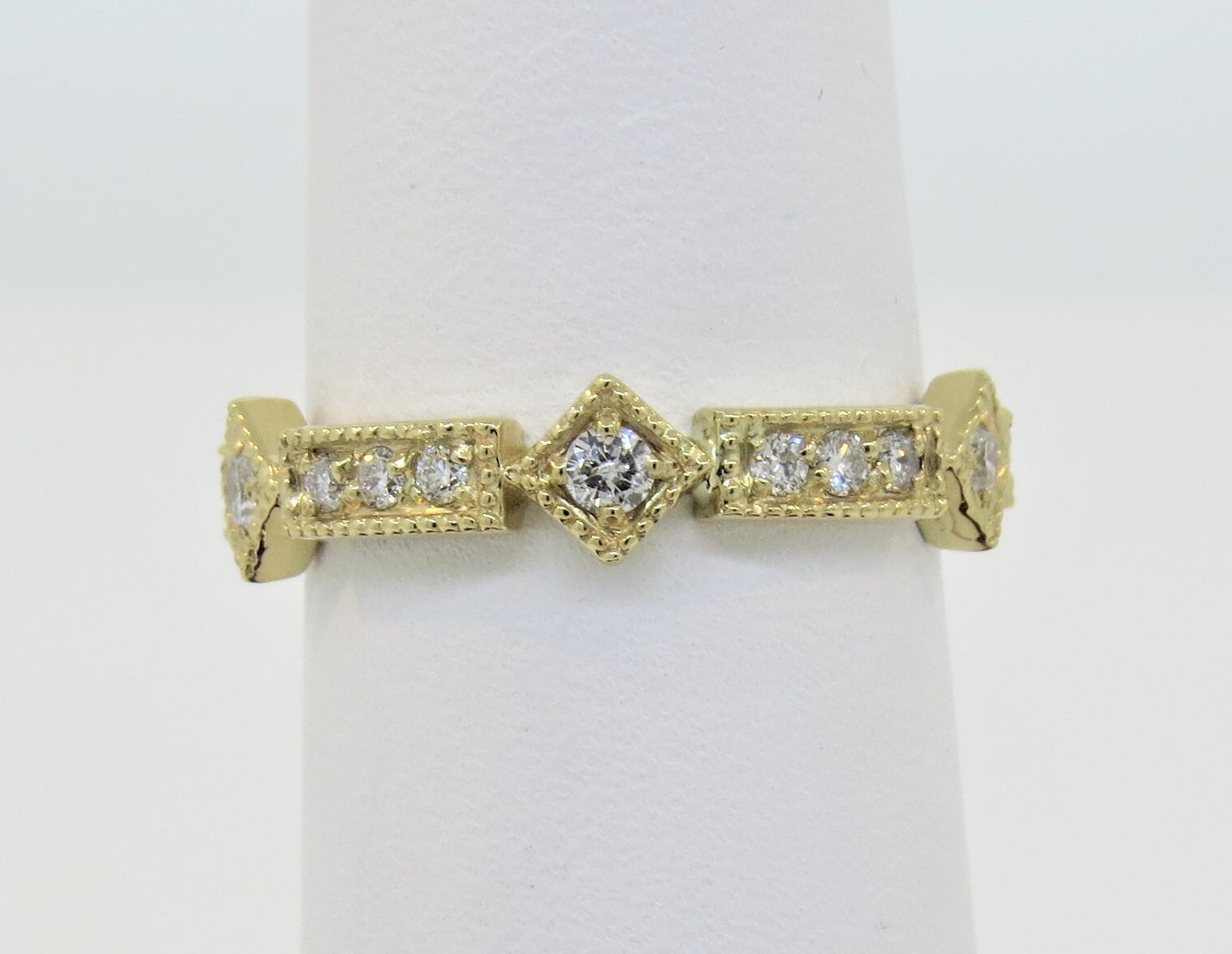 14K Gelbgold Vintage Antik Stil 0.44Ct Diamant Milgrain Ehering/Ewigkeit Band Jubiläumsring Stapelbarer Ring Geschenk Für Sie von Tasiyanjewelrydesign