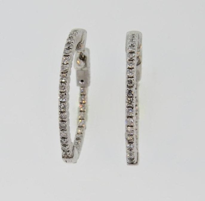 14K Weißgold 0, 71 Karat Diamant Hoop Ohrringe/Huggie Jubiläumsgeschenk Prong Set Innen & Außen 14K Weißgold 0, 71 Karat Diamant Hoop Ohrringe/Huggie Jubiläumsgeschenk Prong Set Innen & Außen von Tasiyanjewelrydesign