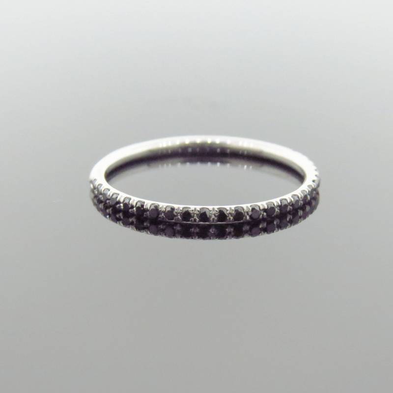 14K Weißgold 0.18Ct Black Diamond Micro Pave Ehering/Jubiläumsring Stapelbarer Ring Schwarzer Diamant Zierlicher Versprechensring Band 14K Weißgold 0.18Ct Black Diamond Micro Pave Ehering/Jubiläumsring Stapelbarer Ring Schwarzer Diamant Zierlicher Versprechensring Band von Tasiyanjewelrydesign