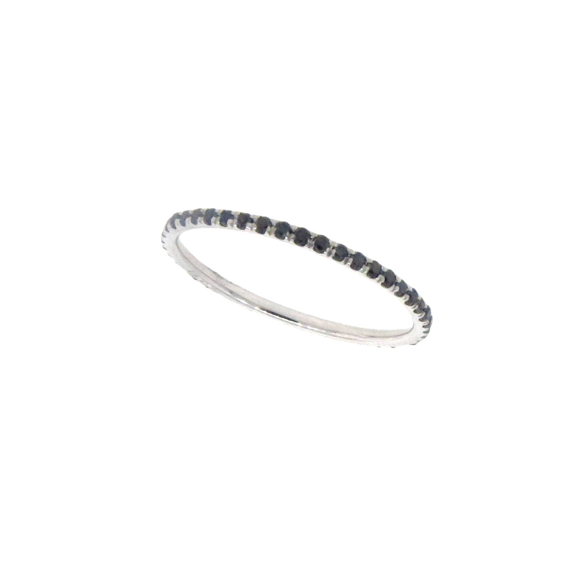 14K Weißgold 0.32Ct Schwarz Diamant Ring/Micro Pave Ehering Eternity Jubiläumsring Stapelbarer Zierlicher von Tasiyanjewelrydesign
