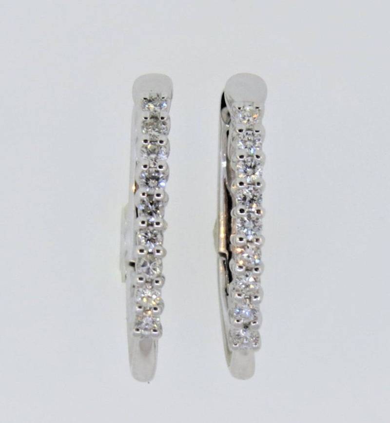 14K Weißgold 0.36Ct Diamant Hoop Ohrringe/Prong Set Geschenk Für Sie Huggie Hochzeitsgeschenk von Tasiyanjewelrydesign