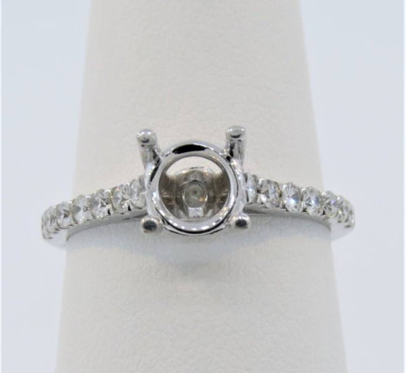 14K Weißgold 0.38Ct Diamant Semi Mount Micro Pave Verlobungsring, Jubiläumsring, Brautring, Hochzeitsring, Stapelbarer Ring Kein Zentrum von Tasiyanjewelrydesign