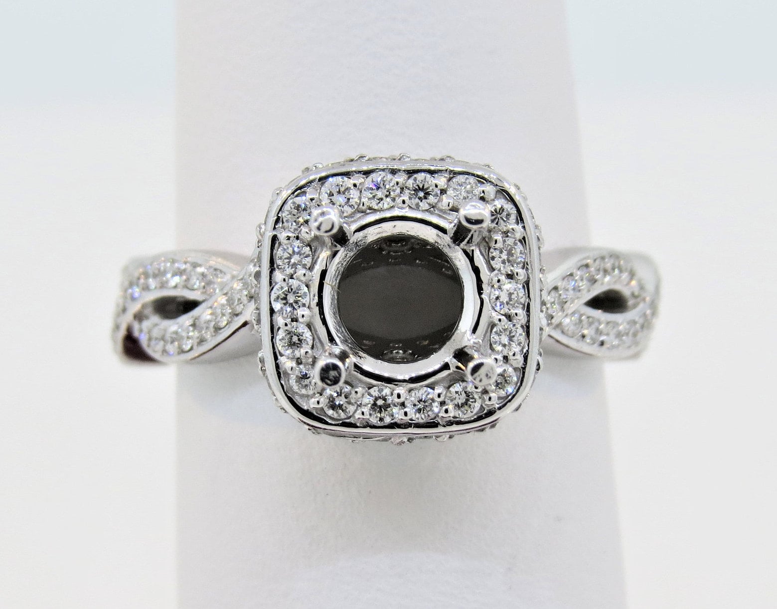 14K Weißgold 0.87Ct Diamant Semi Mount Micro Pave Verlobungsring Jubiläumsring Stapelbarer Ring Versprechensring Geschenk Für Sie 14K Weißgold 0.87Ct Diamant Semi Mount Micro Pave Verlobungsring Jubiläumsring Stapelbarer Ring Versprechensring Geschenk Für Sie von Tasiyanjewelrydesign