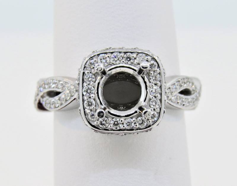 14K Weißgold 0.87Ct Diamant Semi Mount Micro Pave Verlobungsring Jubiläumsring Stapelbarer Ring Versprechensring Geschenk Für Sie von Tasiyanjewelrydesign