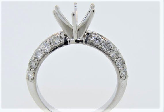 14K Weißgold 0.97Ct Diamant Halbeinfassung Pave Hochzeits - & Verlobungsring Jubiläumsring Stapelbarer Ring Brautring Versprechensring | Ohne Mitte 14K Weißgold 0.97Ct Diamant Halbeinfassung Pave Hochzeits - & Verlobungsring Jubiläumsring Stapelbarer Ring Brautring Versprechensring | Ohne Mitte von Tasiyanjewelrydesign