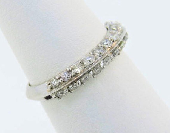 14K Weißgold 1.05Ct Diamant Ehering/stapelbarer Ring Jubiläumsring Halbe Eternity Band Versprechensring Brautring Pave von Tasiyanjewelrydesign
