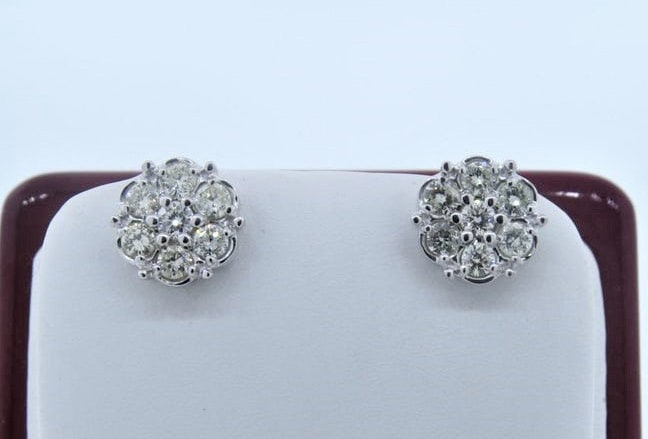 14K Weißgold 1.28Ct Halo Cluster Diamant Ohrstecker Ohrringe Micro Pave Cirle 14K Weißgold 1.28Ct Halo Cluster Diamant Ohrstecker Ohrringe Micro Pave Cirle von Tasiyanjewelrydesign