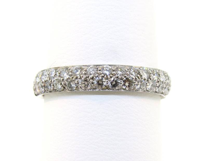 14K Weißgold 1.44Ct Diamant Micro Pave Zweireihig Ehering, Eternity Ring, Jubiläumsring, Stapelbarer Ring Brautring Versprechen 14K Weißgold 1.44Ct Diamant Micro Pave Zweireihig Ehering, Eternity Ring, Jubiläumsring, Stapelbarer Ring Brautring Versprechen von Tasiyanjewelrydesign