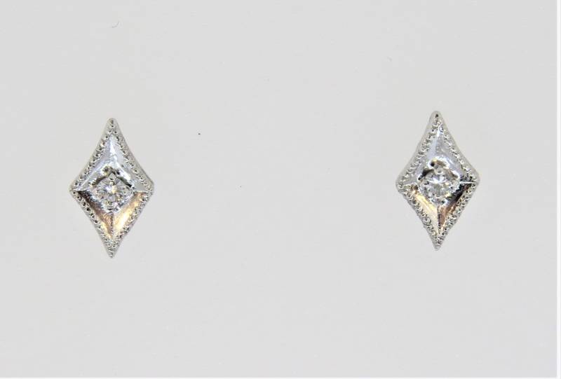 14K Weißgold Antik Stil 0, 06Ct Diamant Form Pave Ohrringe/Ohrstecker Sternförmige Geschenk Für Sie von Tasiyanjewelrydesign