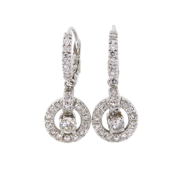 14K Weißgold Antiker Stil 0, 94 Karat Diamant Micro Pave Halo Ohrringe/Cluster Drop Baumeln Gold Geschenk Für Sie 14K Weißgold Antiker Stil 0, 94 Karat Diamant Micro Pave Halo Ohrringe/Cluster Drop Baumeln Gold Geschenk Für Sie von Tasiyanjewelrydesign