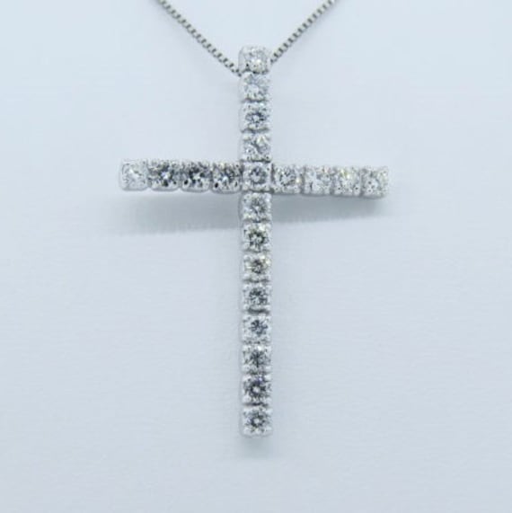 14K Weißgold Kreuz 0, 67 Karat Diamant Anhänger Halskette/Prong Set Religiöser Geschenk Für Sie 14K Weißgold Kreuz 0, 67 Karat Diamant Anhänger Halskette/Prong Set Religiöser Geschenk Für Sie von Tasiyanjewelrydesign