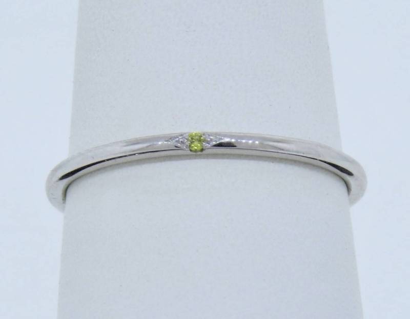 14K Weißgold Micro Pave Gelb Diamant Ring/stapelbarer Hochzeitsring Jubiläumsring Versprechensring Diamantring Band von Tasiyanjewelrydesign