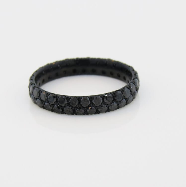 14K Weißgold Schwarz Rhodium Überzogen 1.77Ct Diamant Micro Pave Eternity Band Jubiläum Stapelbar Ring Brautring Versprechen von Tasiyanjewelrydesign