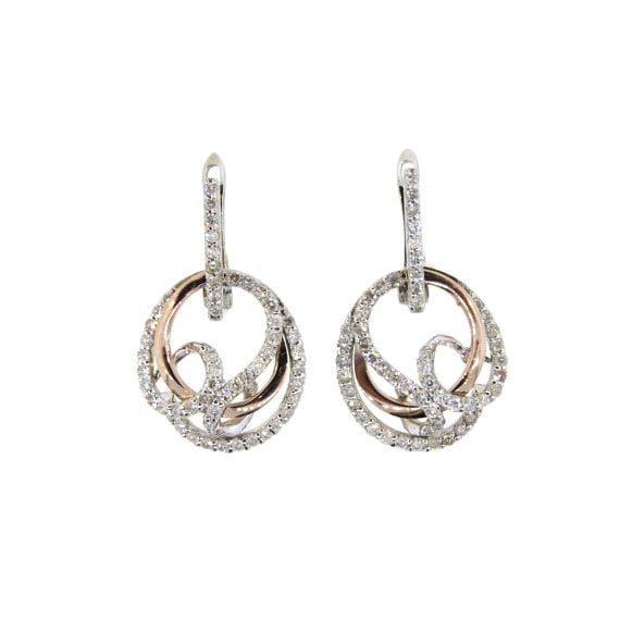 14K Zweifarbige Rose & Weißgold 0, 98 Karat Diamant Tropfen Baumeln Ohrringe, Im Antiken Stil, Micro Pave Ohrringe Geschenk Für Sie 14K Zweifarbige Rose & Weißgold 0, 98 Karat Diamant Tropfen Baumeln Ohrringe, Im Antiken Stil, Micro Pave Ohrringe Geschenk Für Sie von Tasiyanjewelrydesign