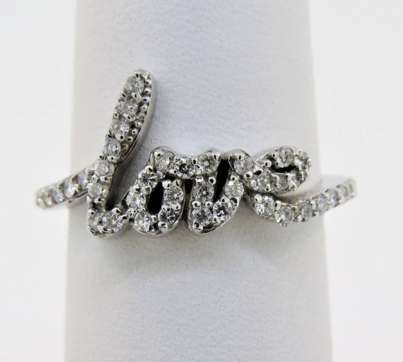 14Kt Weißgold 0.36Ct Diamant Liebesring/Liebe Anfangsring Versprechensring Jubiläumsring Stapelbarer Ring, Geschenk Für Sie Valentinstag von Tasiyanjewelrydesign
