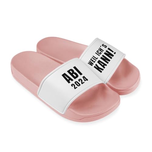 ABI 2024 Weil ich´s kann! Badelatschen Herren & Damen - Hausschuhe, Schlappen - Badeschuhe, Badeschlappen - Geschenk Abitur (Rosa, EU Schuhgrößensystem, Erwachsene, Numerisch, M, 43) von Tassenbrennerei