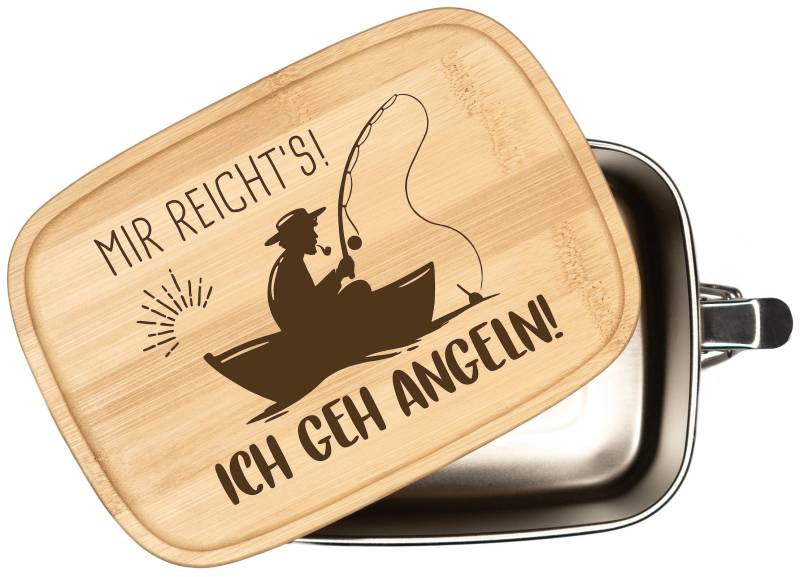 Brotdose - Mir Reichts Ich Geh Angeln Edelstahl Mit Bambusdeckel von Tassenbrennerei