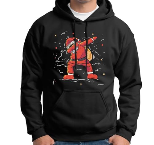 Hoodie - Weihnachtspullover - Dapping Weihnachtsmann Pullover mit Weihnachtsmotiv - für Nikolaus, Weihnachten - Herren & Damen (DE/NL/SE/PL, Alphanumerisch, XL, Regular, Regular, Schwarz) von Tassenbrennerei